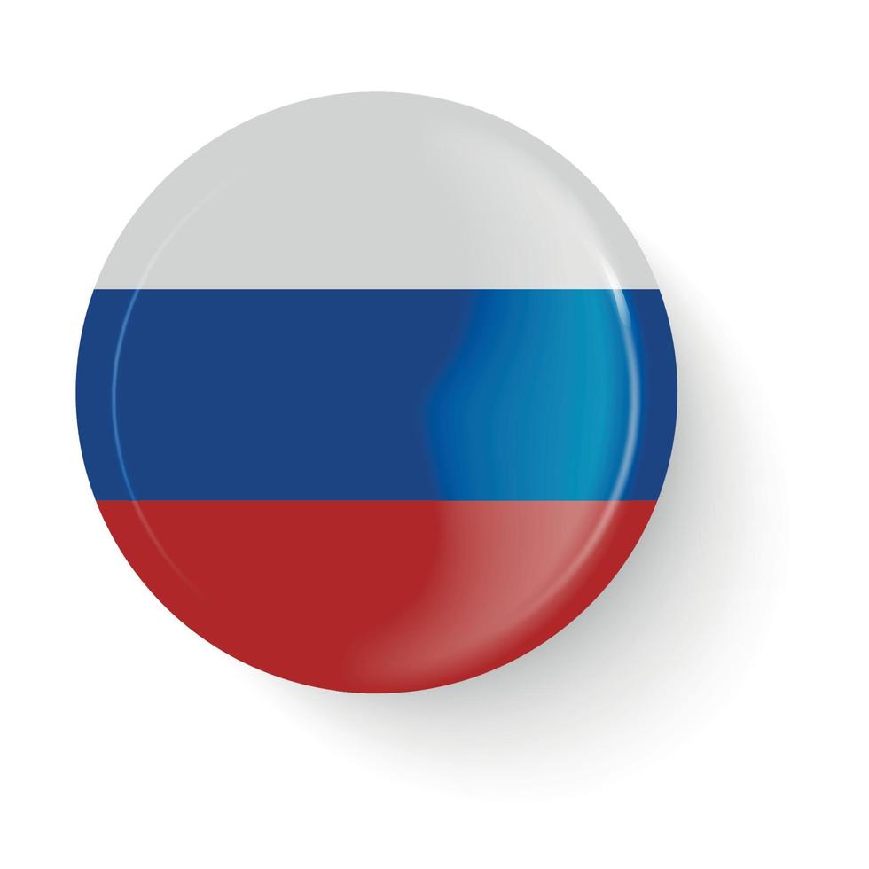 Round flag of Russia. Pin button. Pin brooch icon, sticker. vector