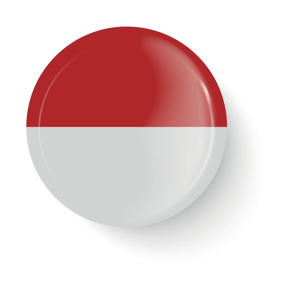 Round flag of Monaco. Pin button. Pin brooch icon, sticker. vector