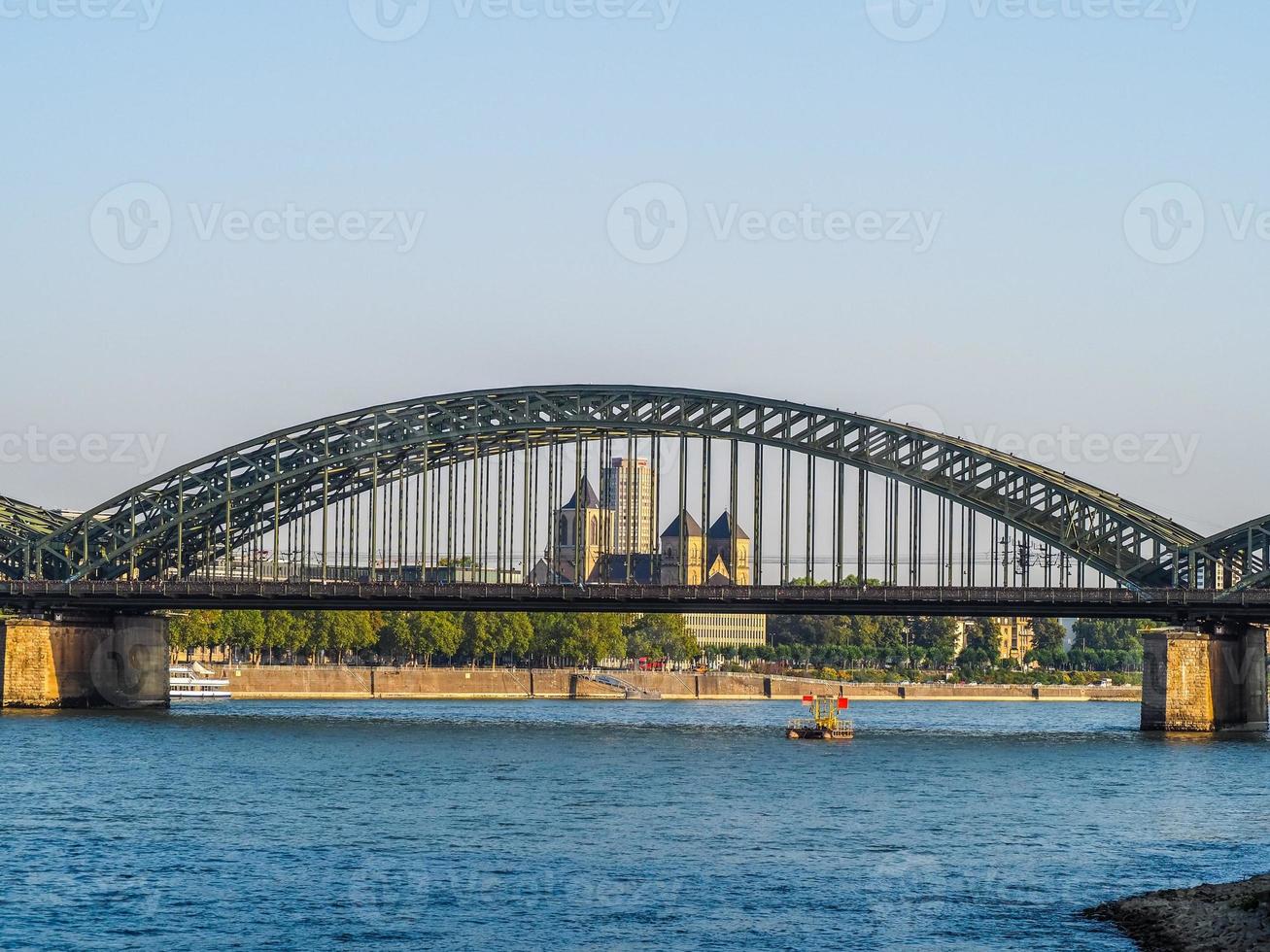 HDR Hohenzollernbruecke Hohenzollern Bridge over river Rhine in photo