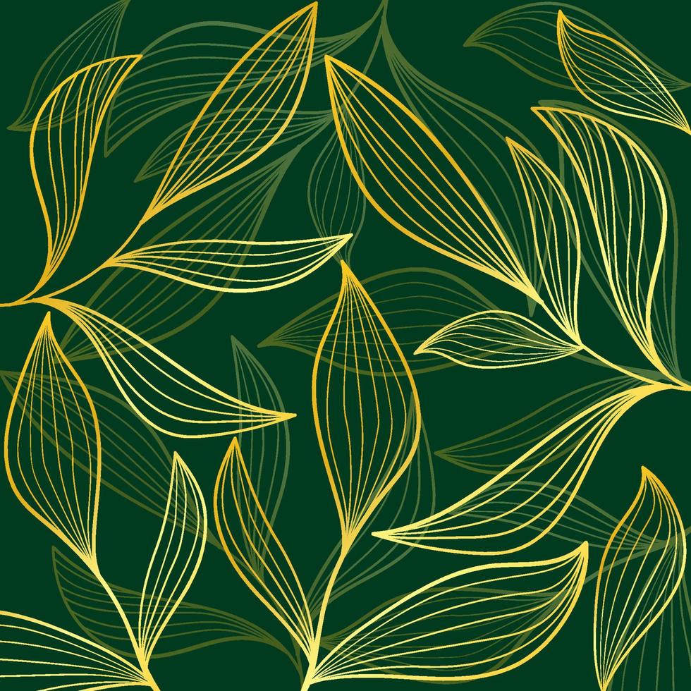 lujoso diseño de pan de oro sobre un fondo verde, diseño para artes de pared, estampados, telas, patrones y portadas. ilustración vectorial. vector