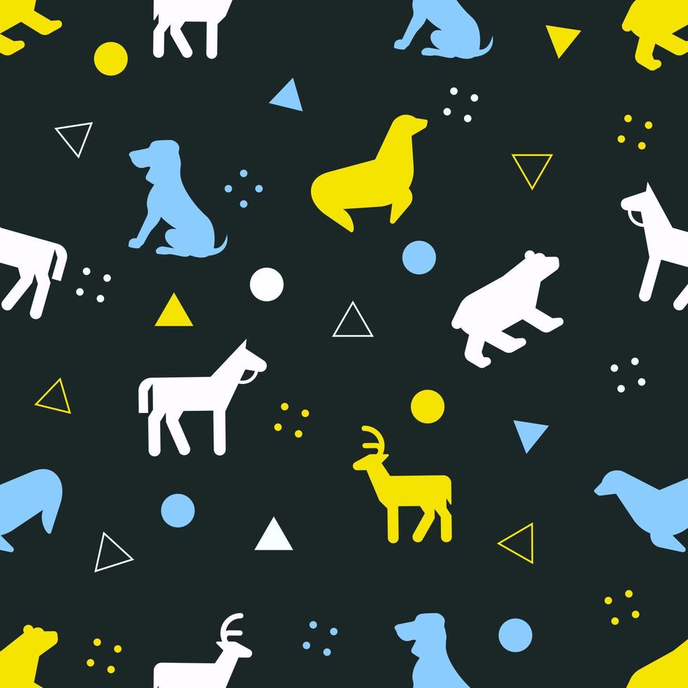 Vector graphic of seamless pattern design with animal pattern also black, yellow, light blue and white color scheme. Perfect for pattern of textile industry