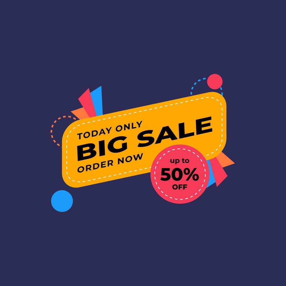 Vector graphic of big sale promotion banner. Using black, orange, red, blue and yellow color scheme. Suitable for promotion design activity
