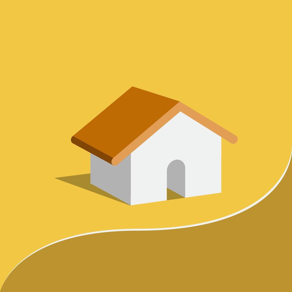 Vector graphic of isometric home illustration. Flat 3D illustration of house using yellow, brown and gold color scheme