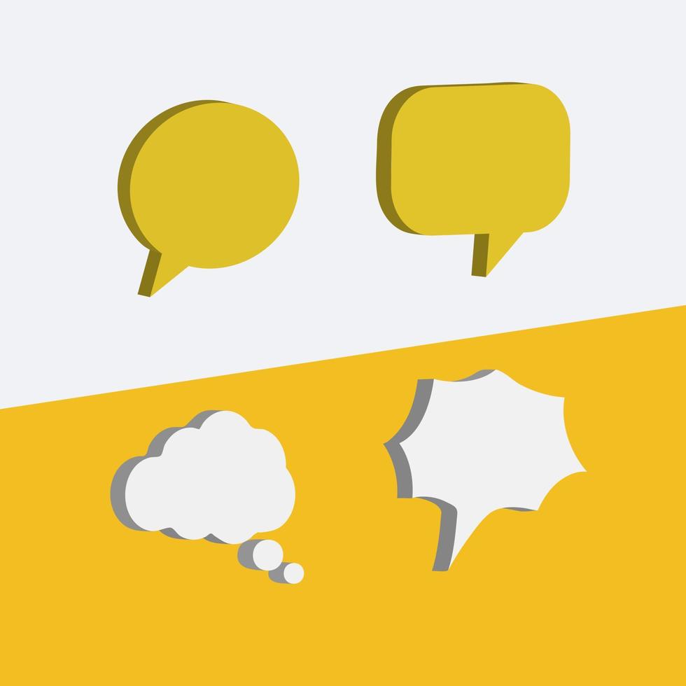 Vector graphic of 3d bubble chat illustration. Flat 3D illustration of bubble chat using white and yellow color scheme