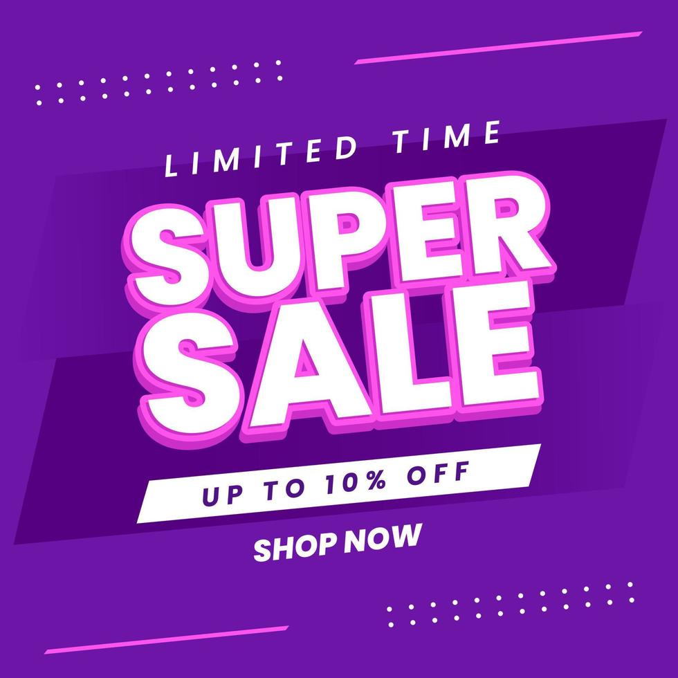 Purple Super Sale Template Design Background vector