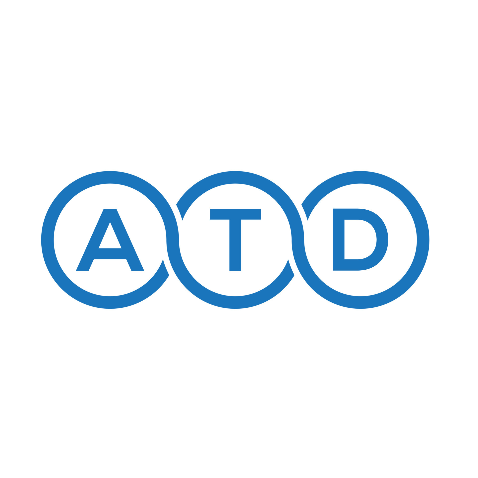 ATD letter logo design on white background. ATD creative initials