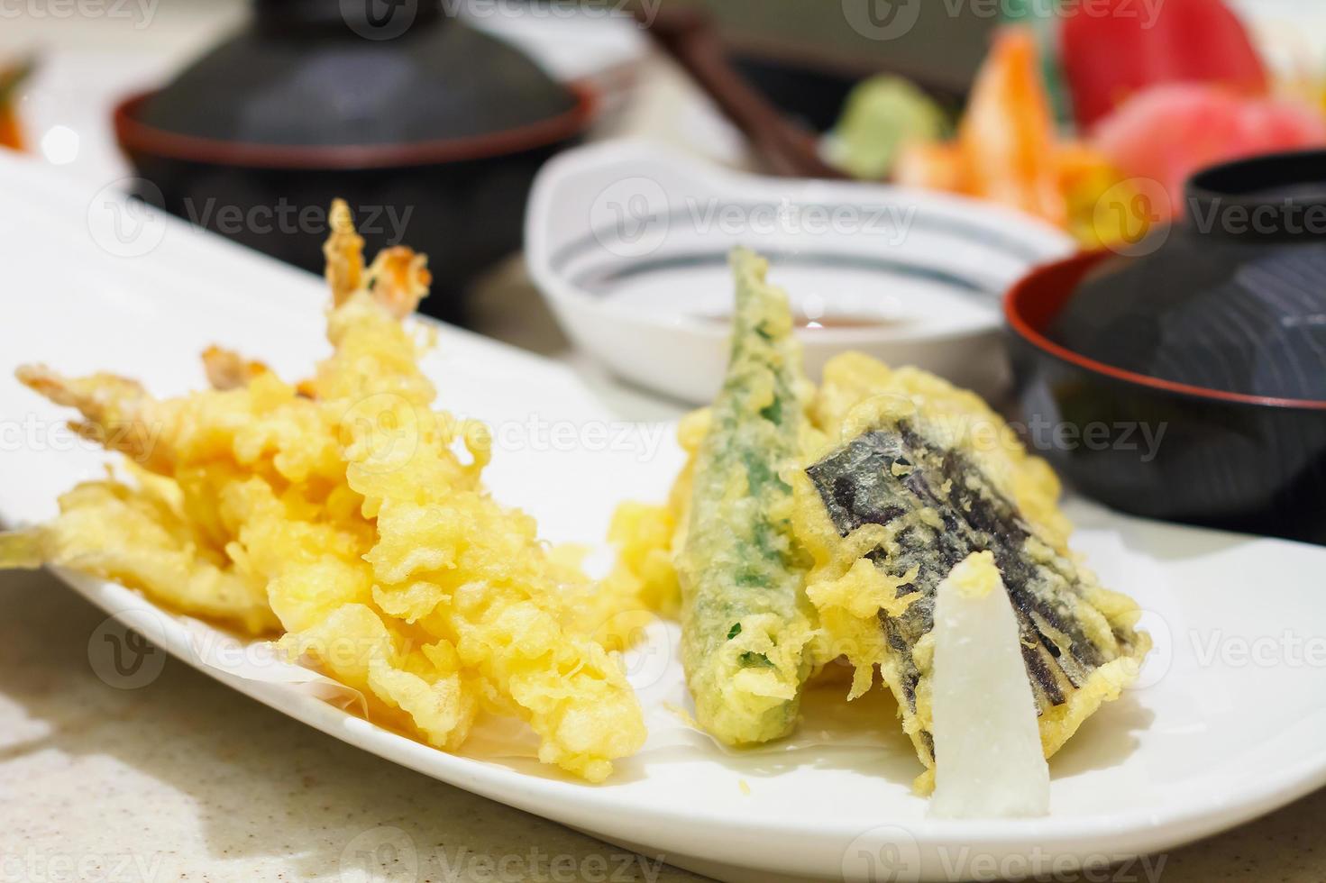 conjunto de tempura de cerca foto