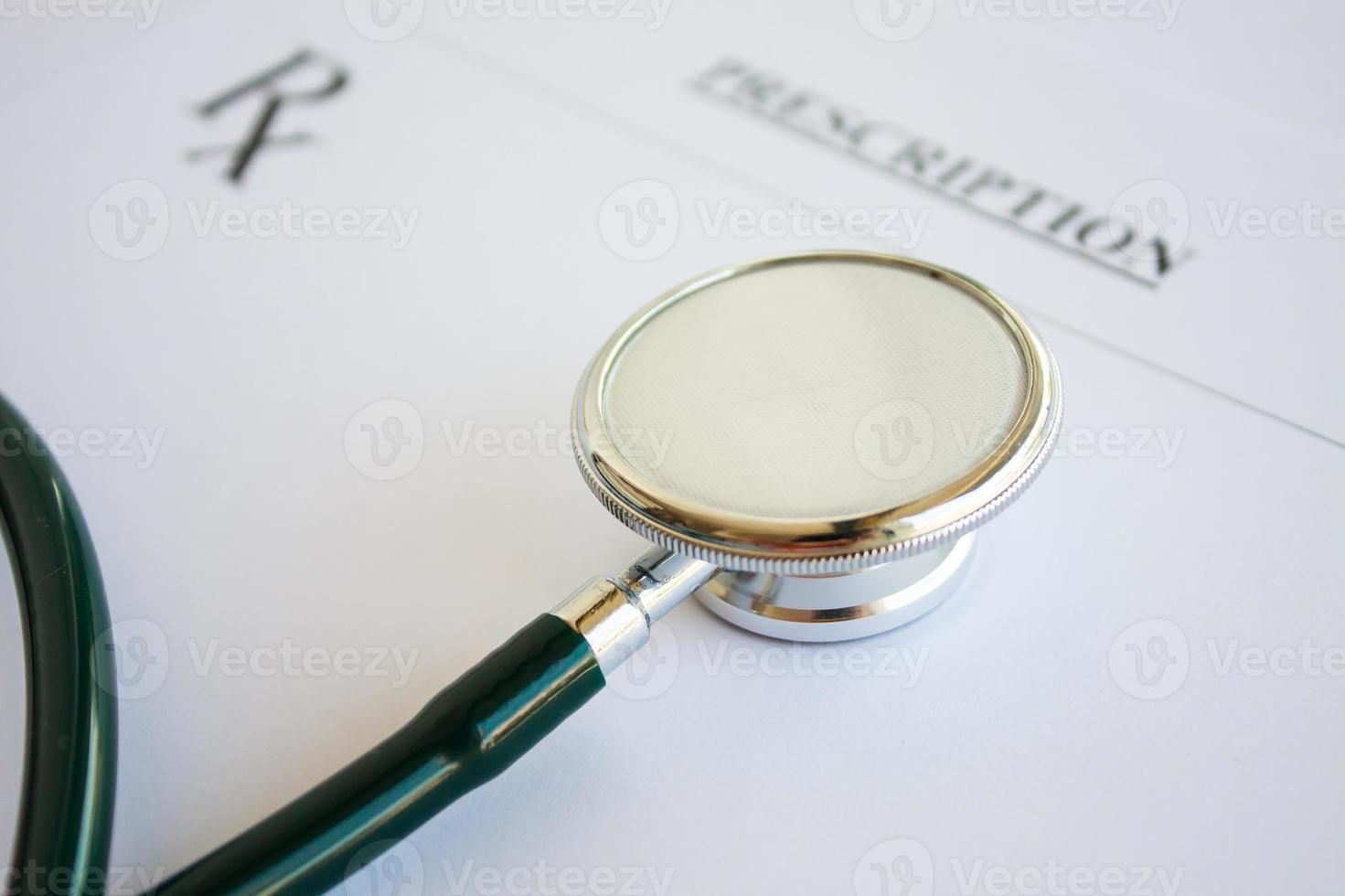 Blank medical prescription with stethoscope photo