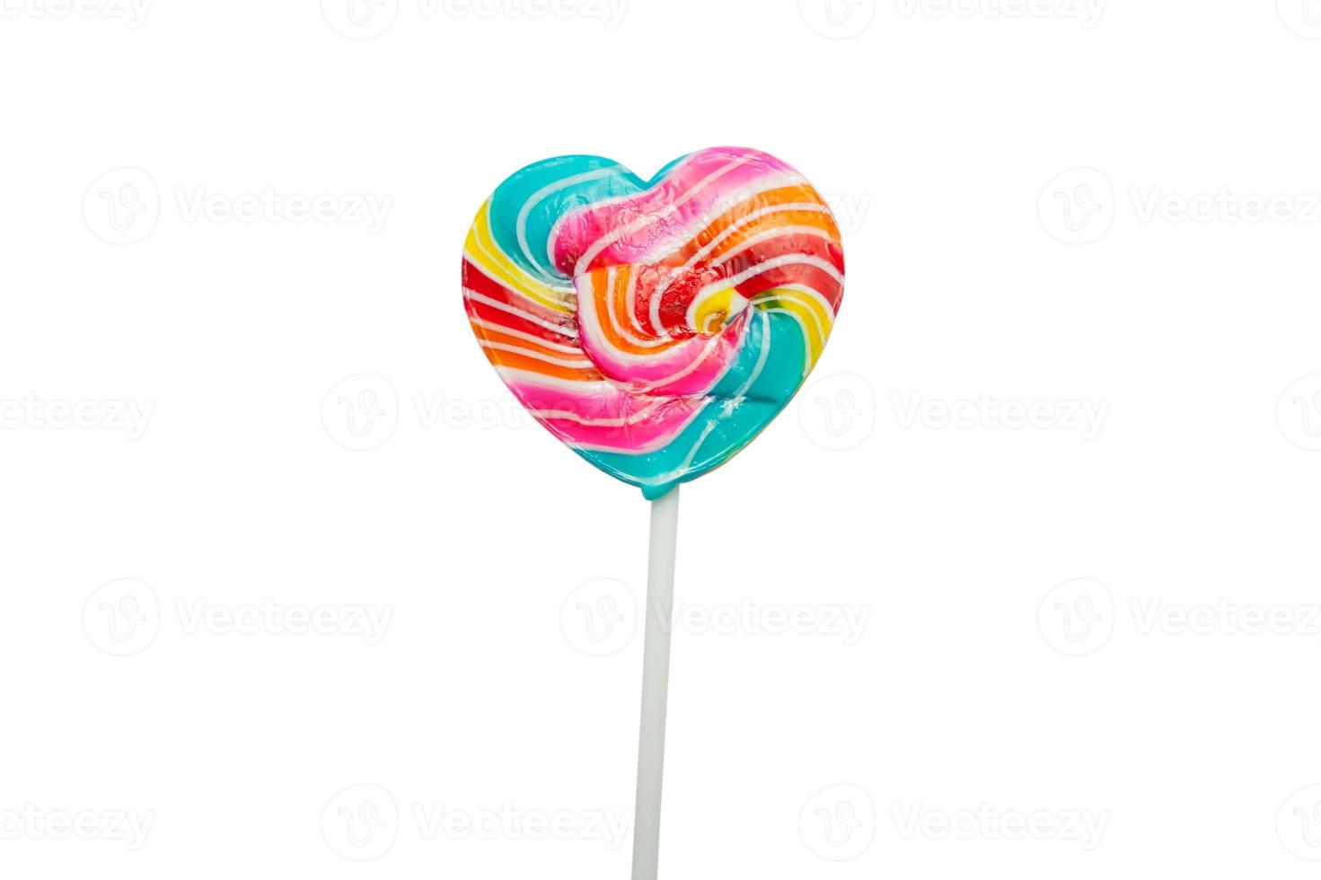 colorful heart lollipops isolated on a white background photo