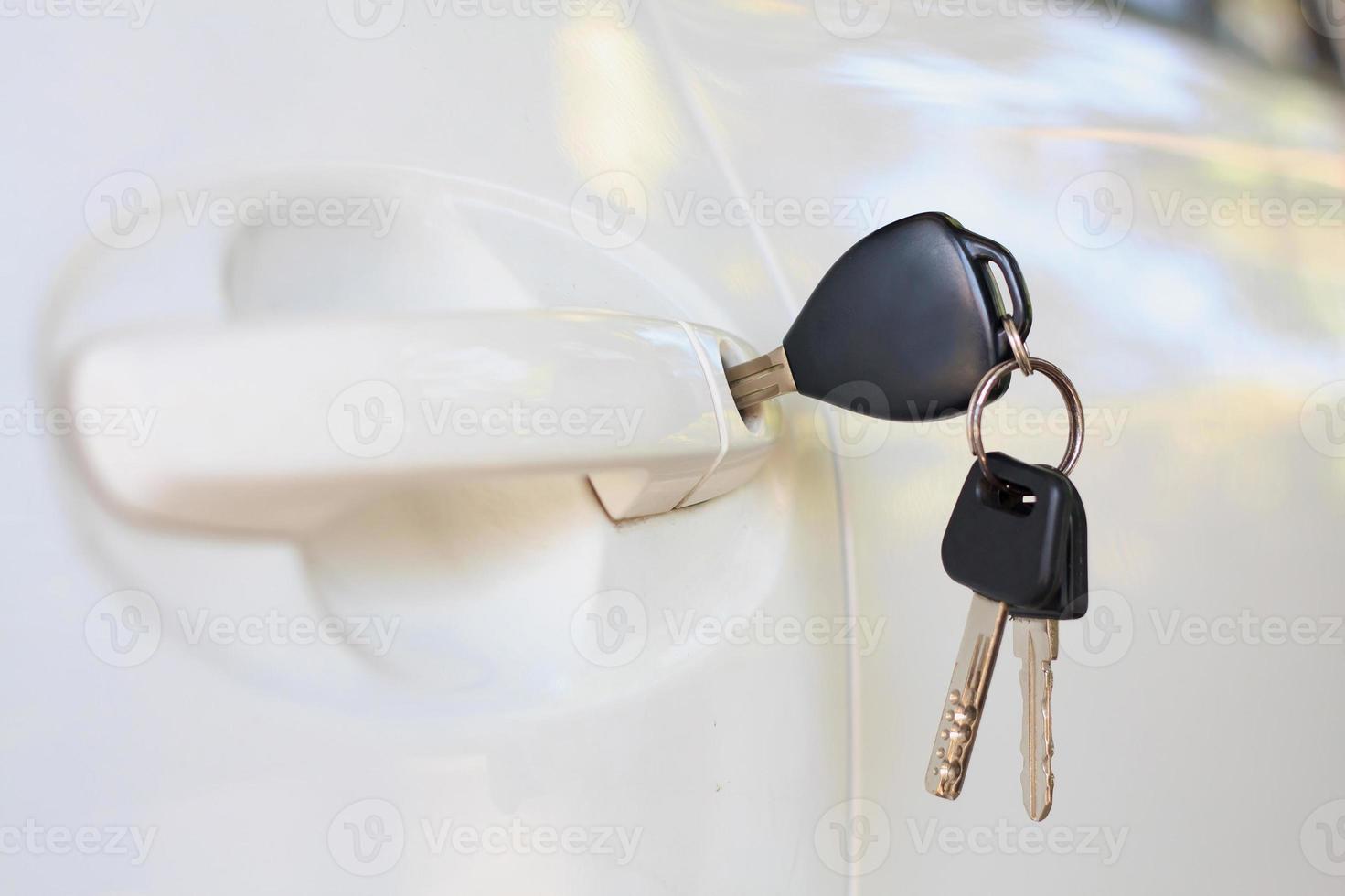 Car keys left in the car door photo
