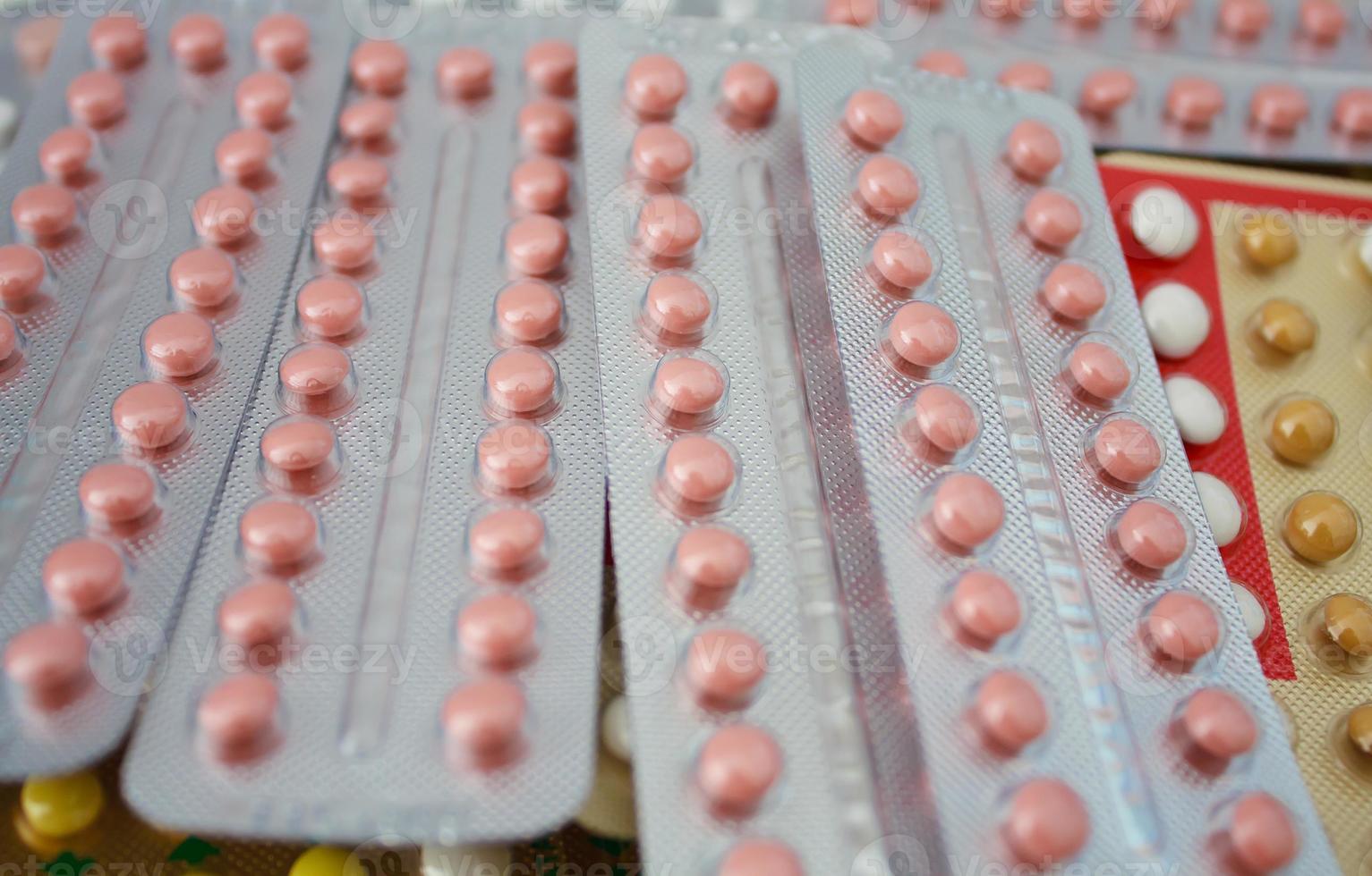 Colorful oral contraceptive pill photo