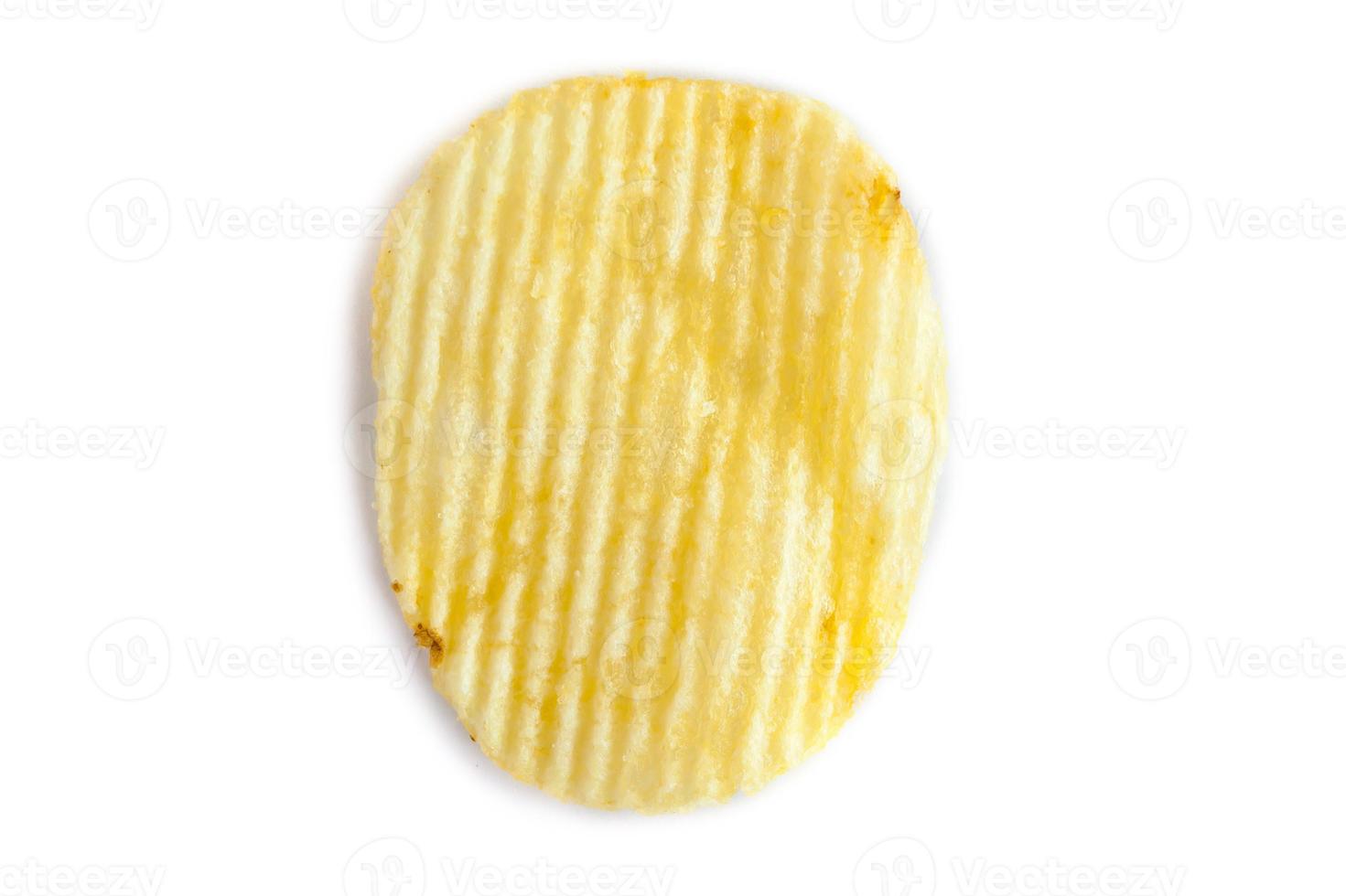 potato chip on white background close-up photo