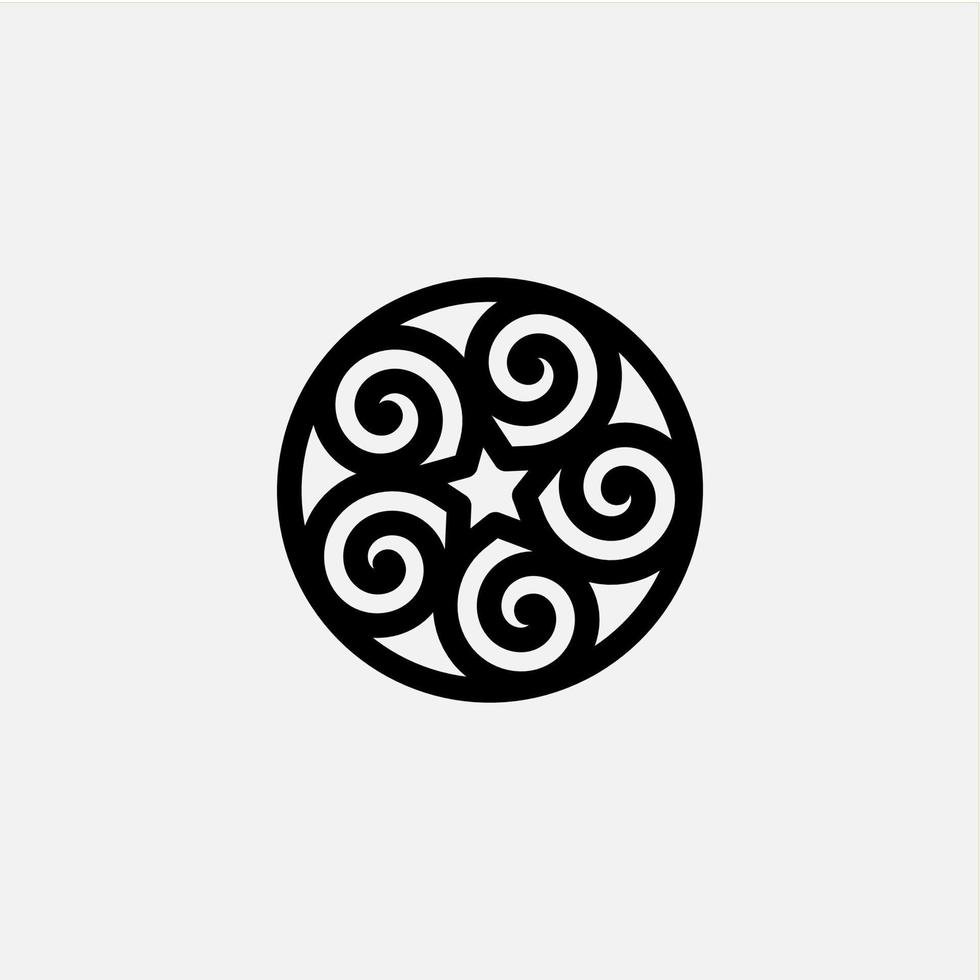 círculo espiral estrella icono logotipo vector diseño