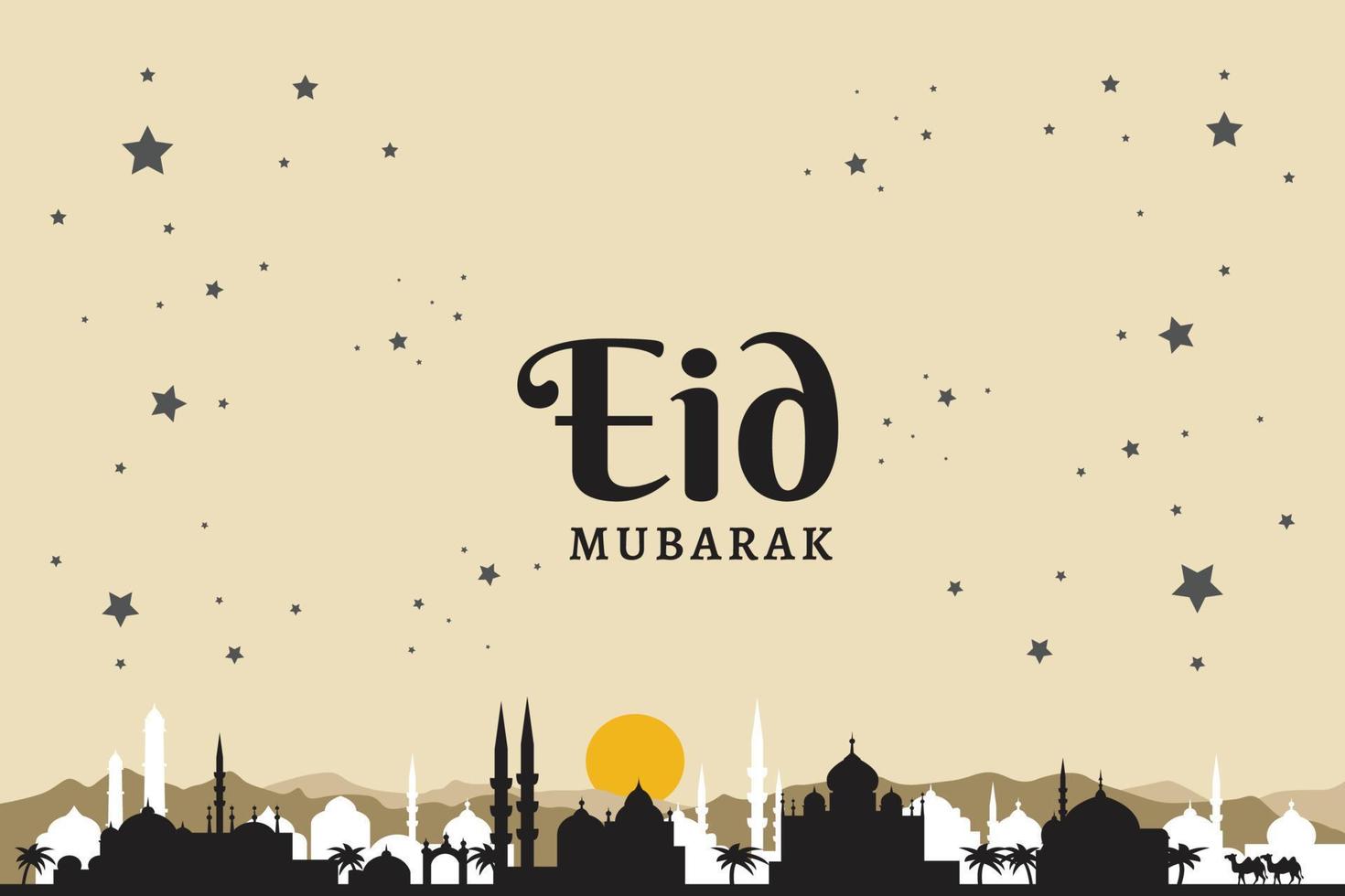 banner de ilustración de vector de eid mubarak y publicación en redes sociales