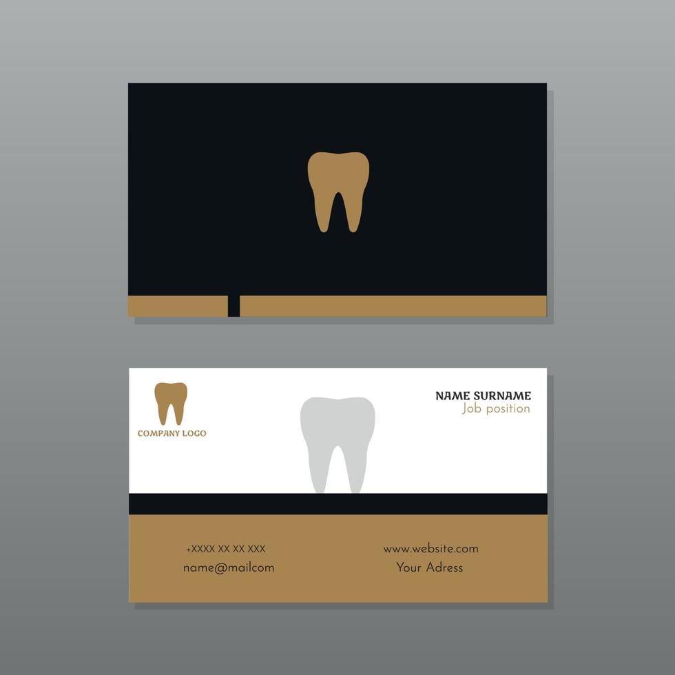 Elegant dentist business card in sober colors with tooth desing vector