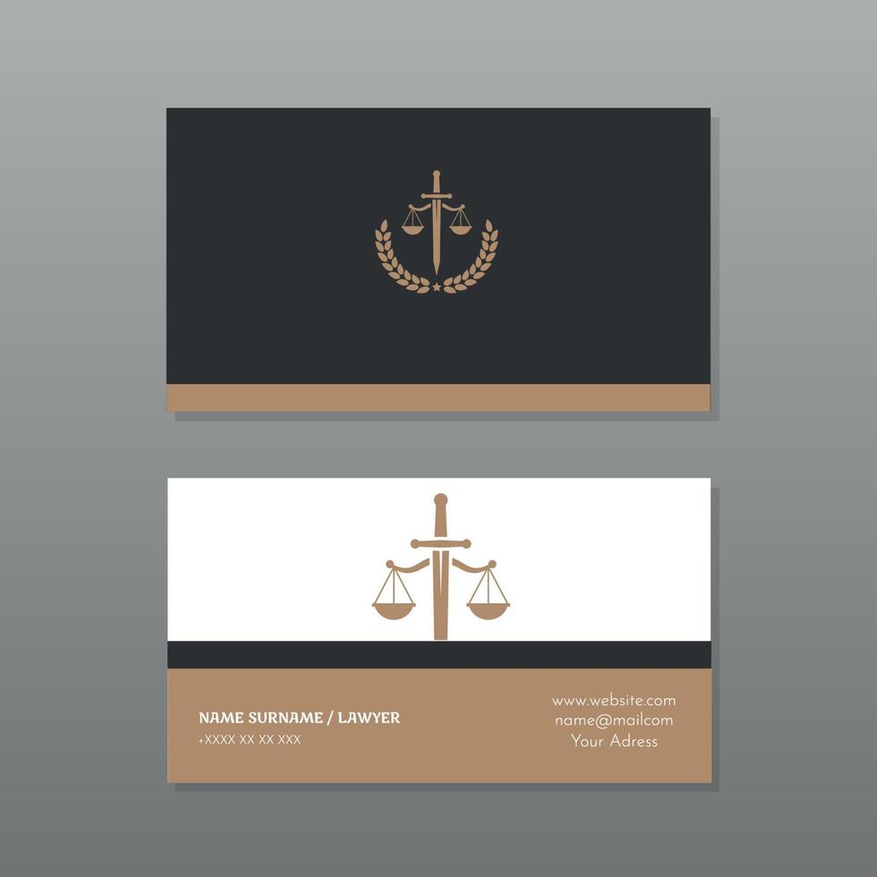 Elegant lawyer business card in sober colors vector