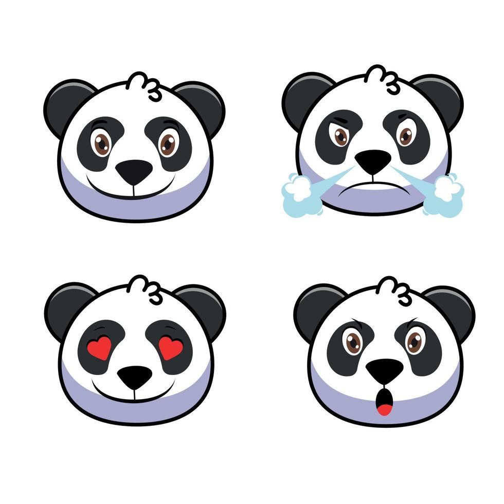 Set of panda bear with different expressions vector