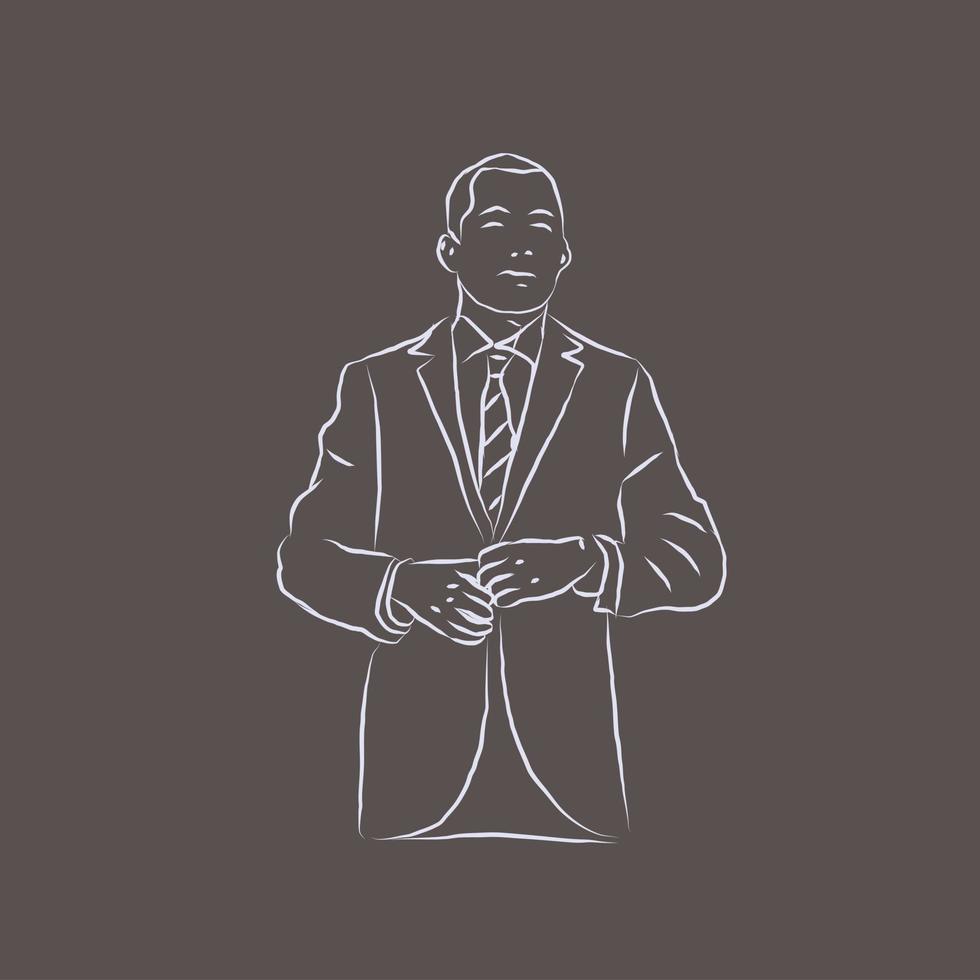 arte lineal de jefe con traje vector