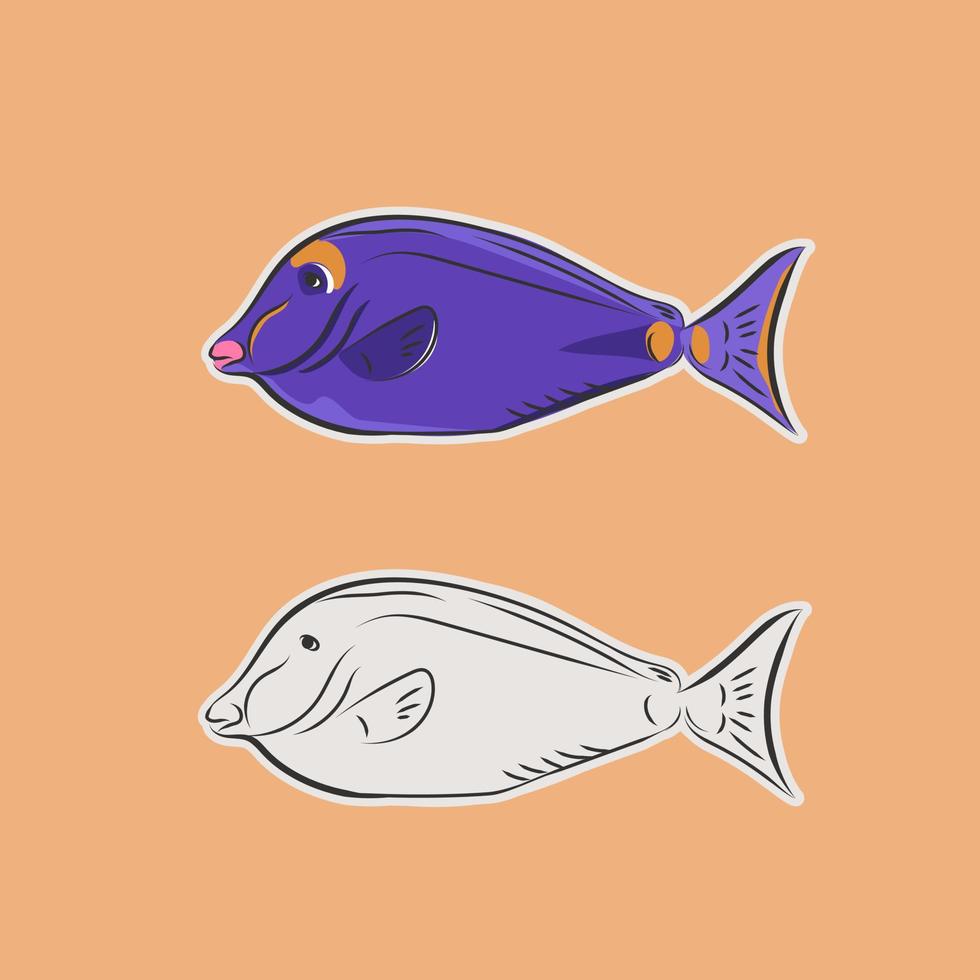 blue tang on yellow background vector