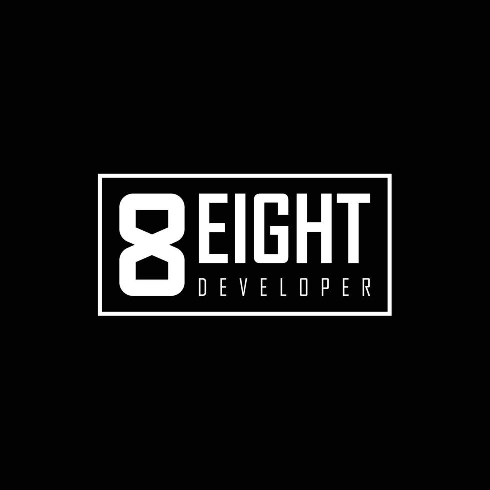 Abstract number eight logo in solid white color applied for developer technology industry logo design inspiration vector