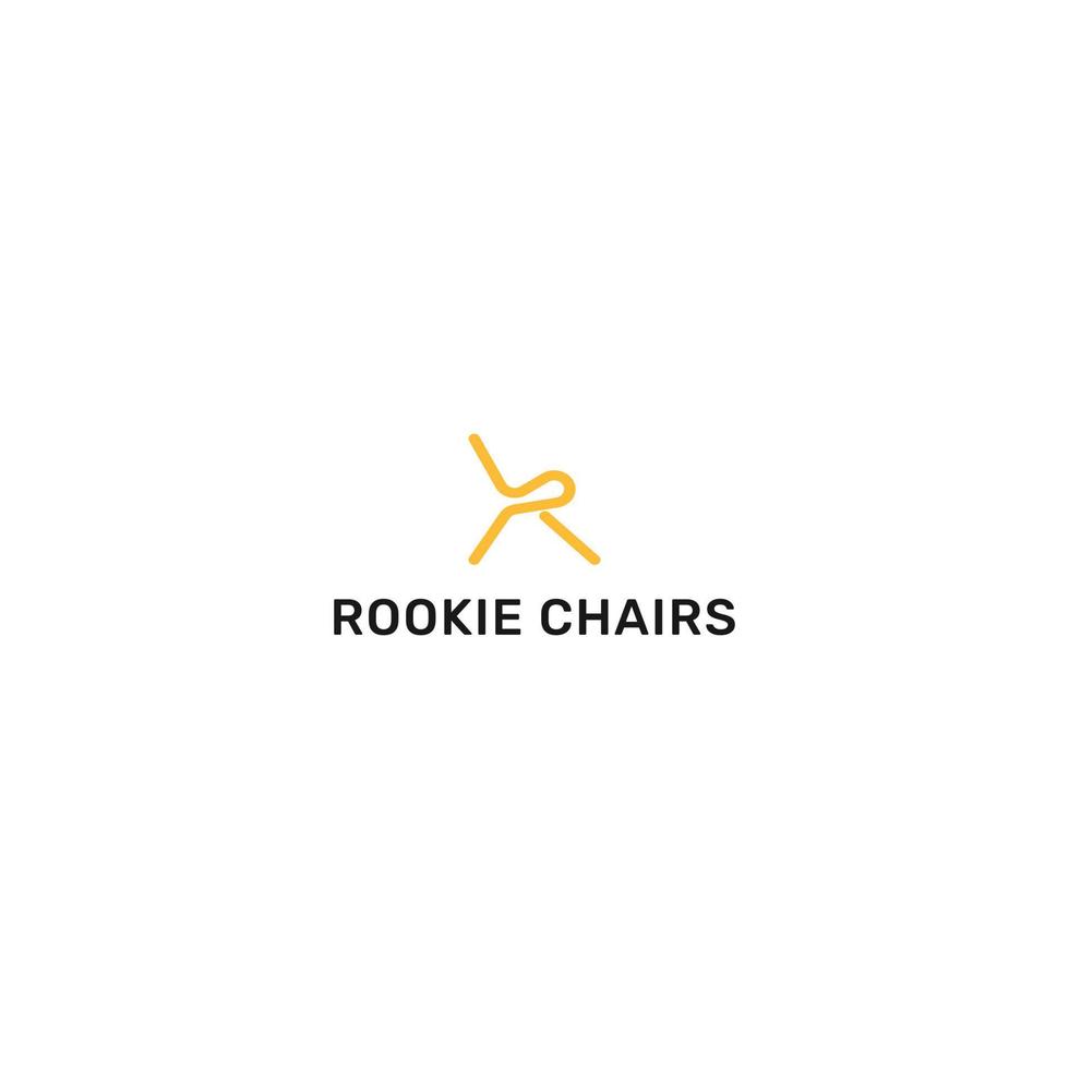 A furniture logo design inspiration inspired by the abstract yellow letter R in the form of a chair vector