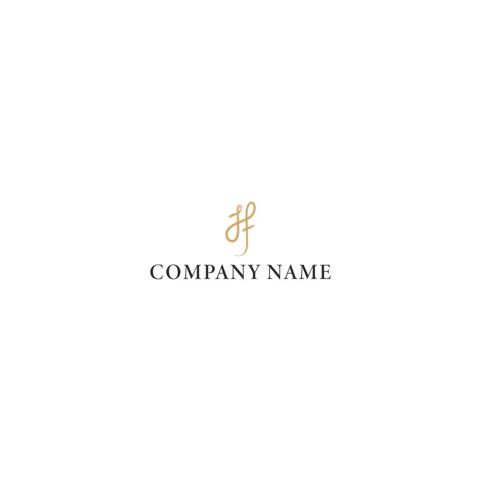 kaftan brand logo design from an abstract initial letter j and f in gold brushes color also suitable for the brand with initial name JF or FJ vector