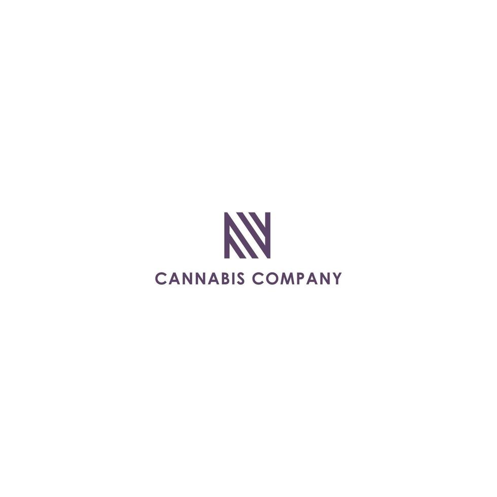 high-end cannabis logo design inspired from an abstract letter f and w in violet rectangle shape also suitable for the brands or companies that have initial name FW or WF vector
