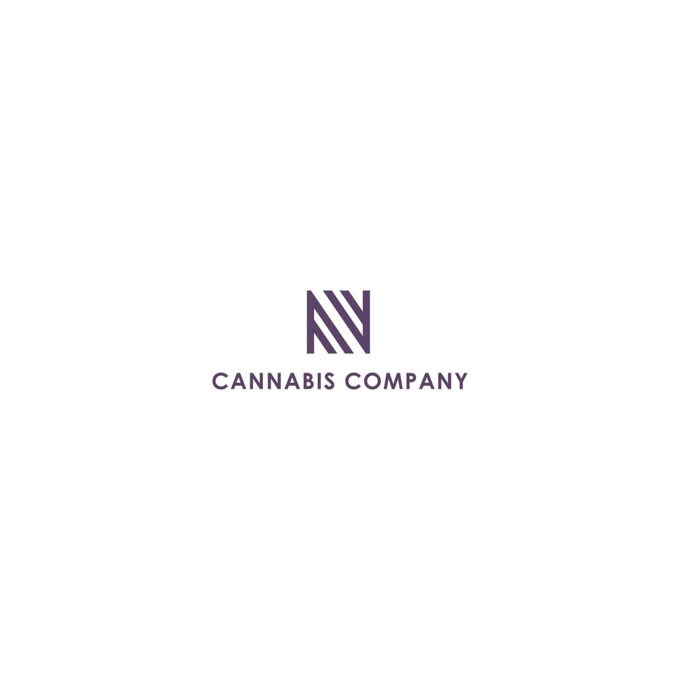 diseño de logotipo de cannabis de gama alta inspirado en una letra abstracta f y w en forma de rectángulo violeta también adecuado para las marcas o empresas que tienen el nombre inicial fw o wf vector