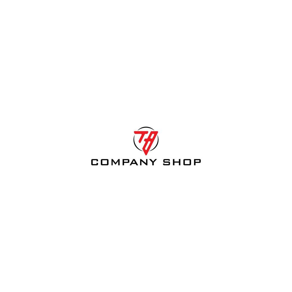 simple eCommerce shop logo design inspired by abstract letters t and b isolated with a red triangle shape also suitable for the brand or company that has initial name TB or BT vector