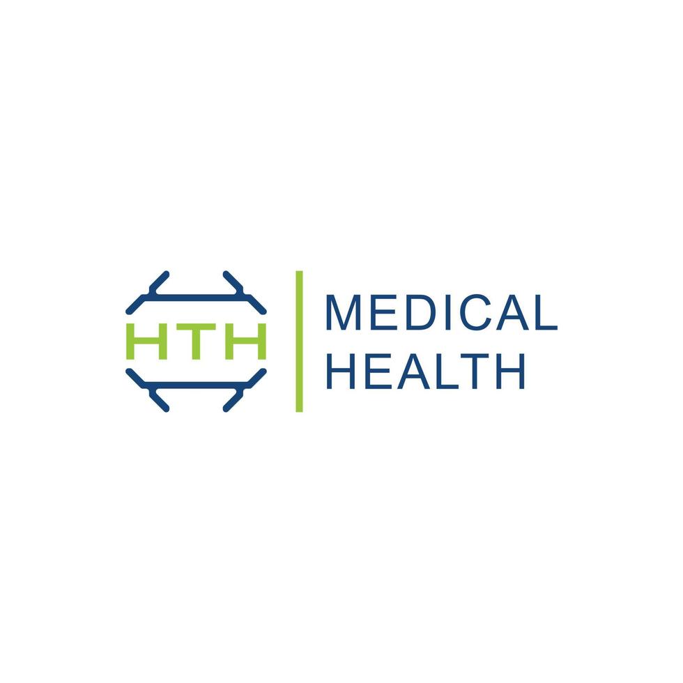 Abstract initial letter HTH isolated with abstract plus logo applied for healthcare advisory services company logo design inspiration vector