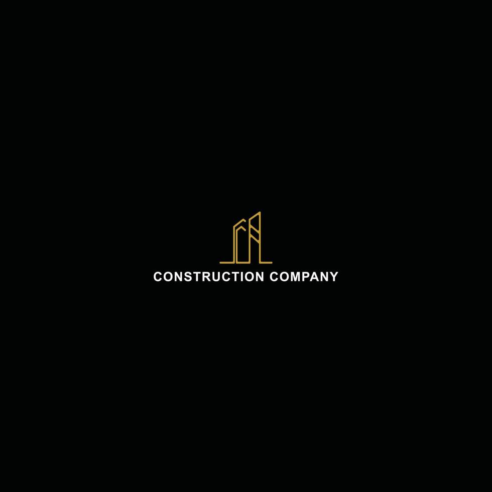 logo design inspiration for a luxury construction logo design inspired by the abstract letters r and c in the form of abstract line buildings or towers in luxurious gold color vector