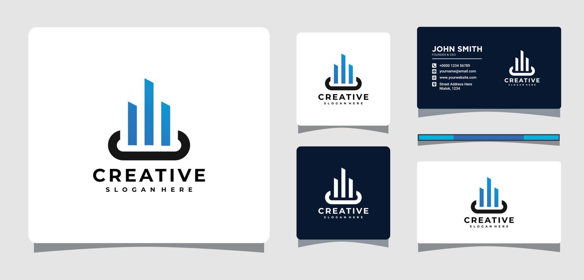 Real Estate Logo Template With Business Card Design Inspiration vector