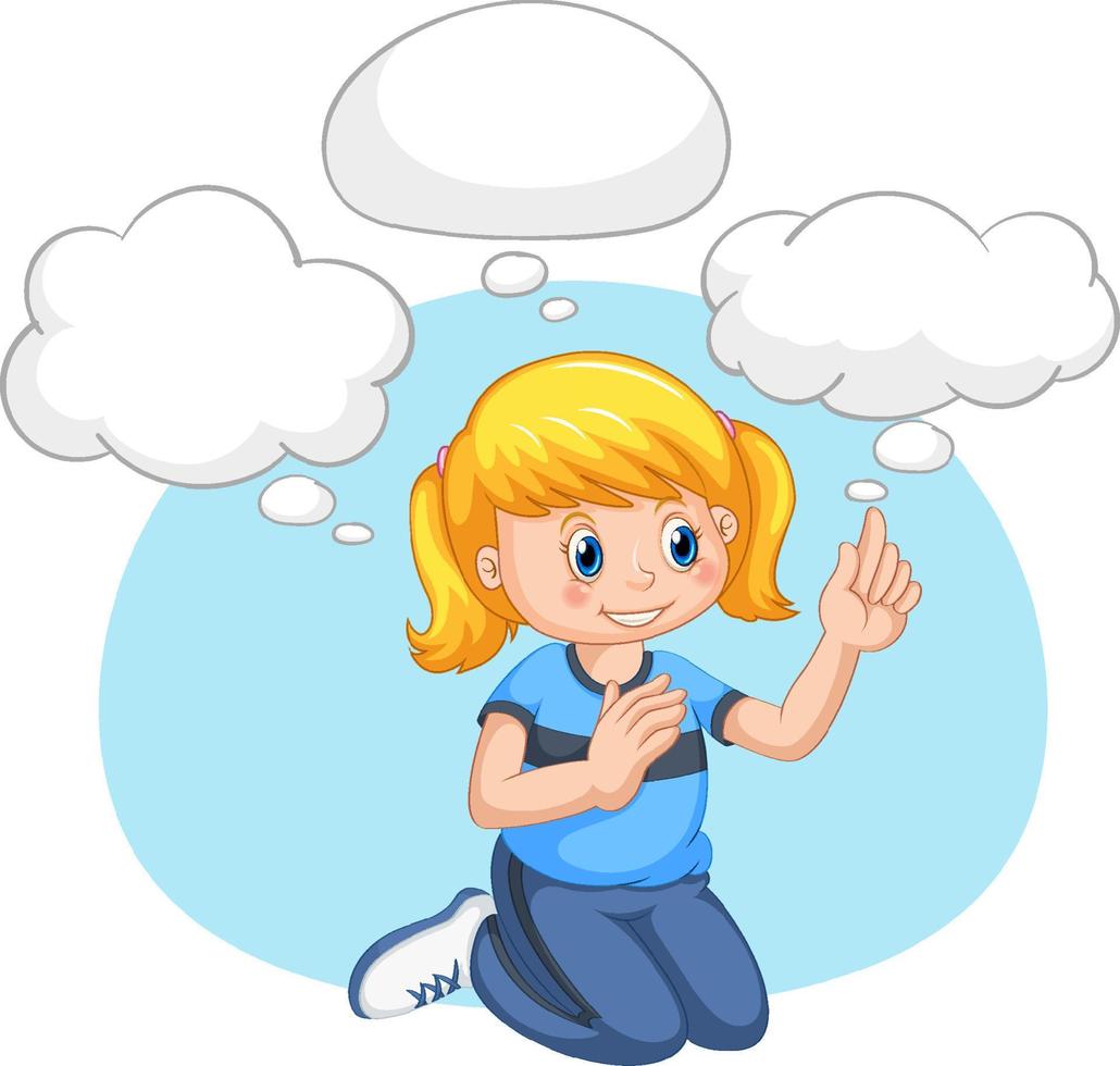 A kid with speech bubble templates on white background vector