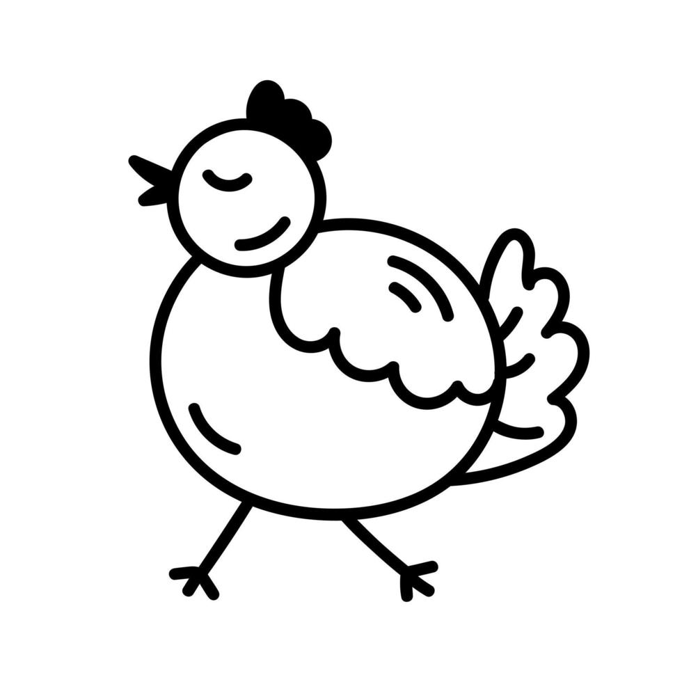 Doodle style hand drawn chicken. Simple bird element. vector