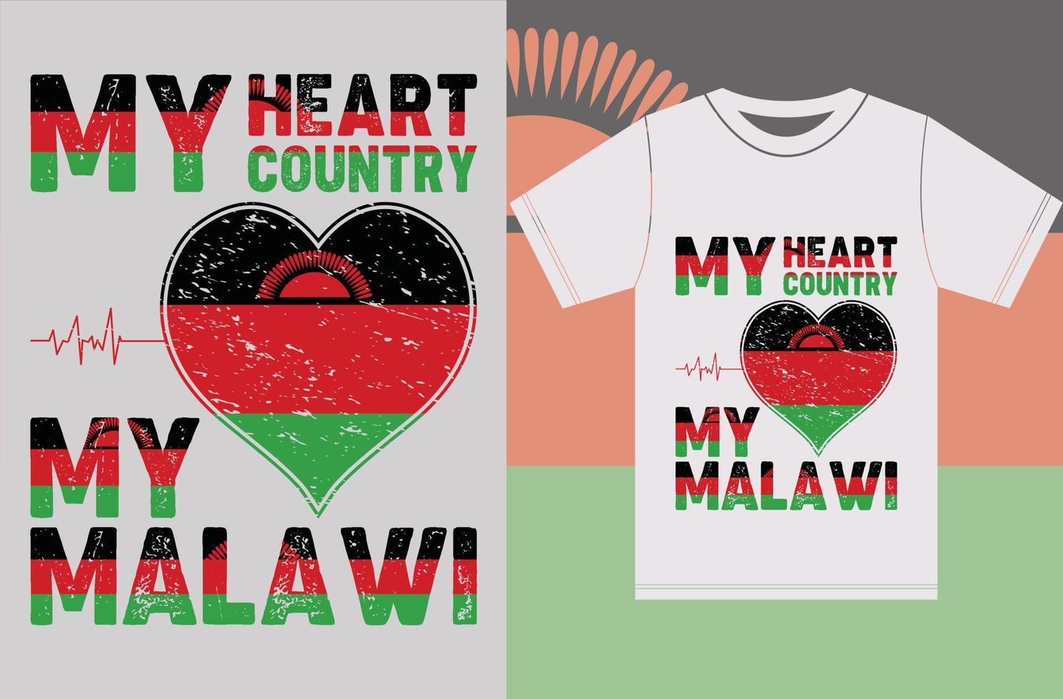 My Heart, My Country, My Malawi. Malawi Flag Vector Design