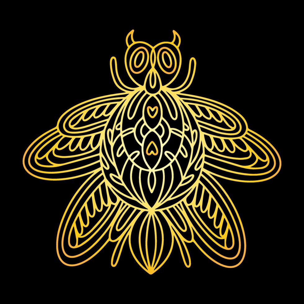 un escarabajo dorado en un estilo lineal. ilustración vectorial lineal vector