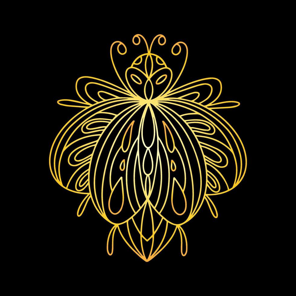 un escarabajo dorado en un estilo lineal. ilustración vectorial lineal vector