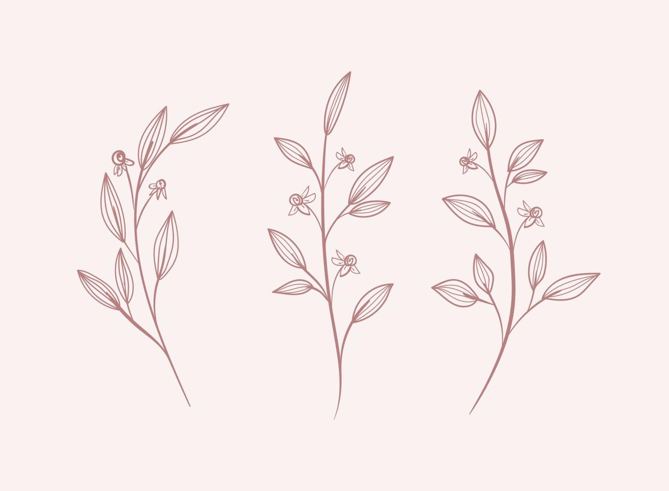 set of pinkish leaves vector