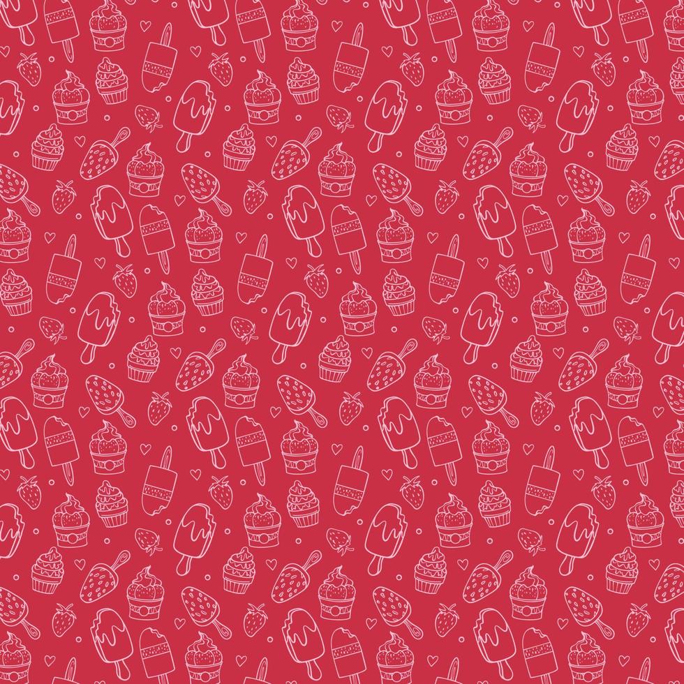 Strawberry Ice Cream Pattern Background vector