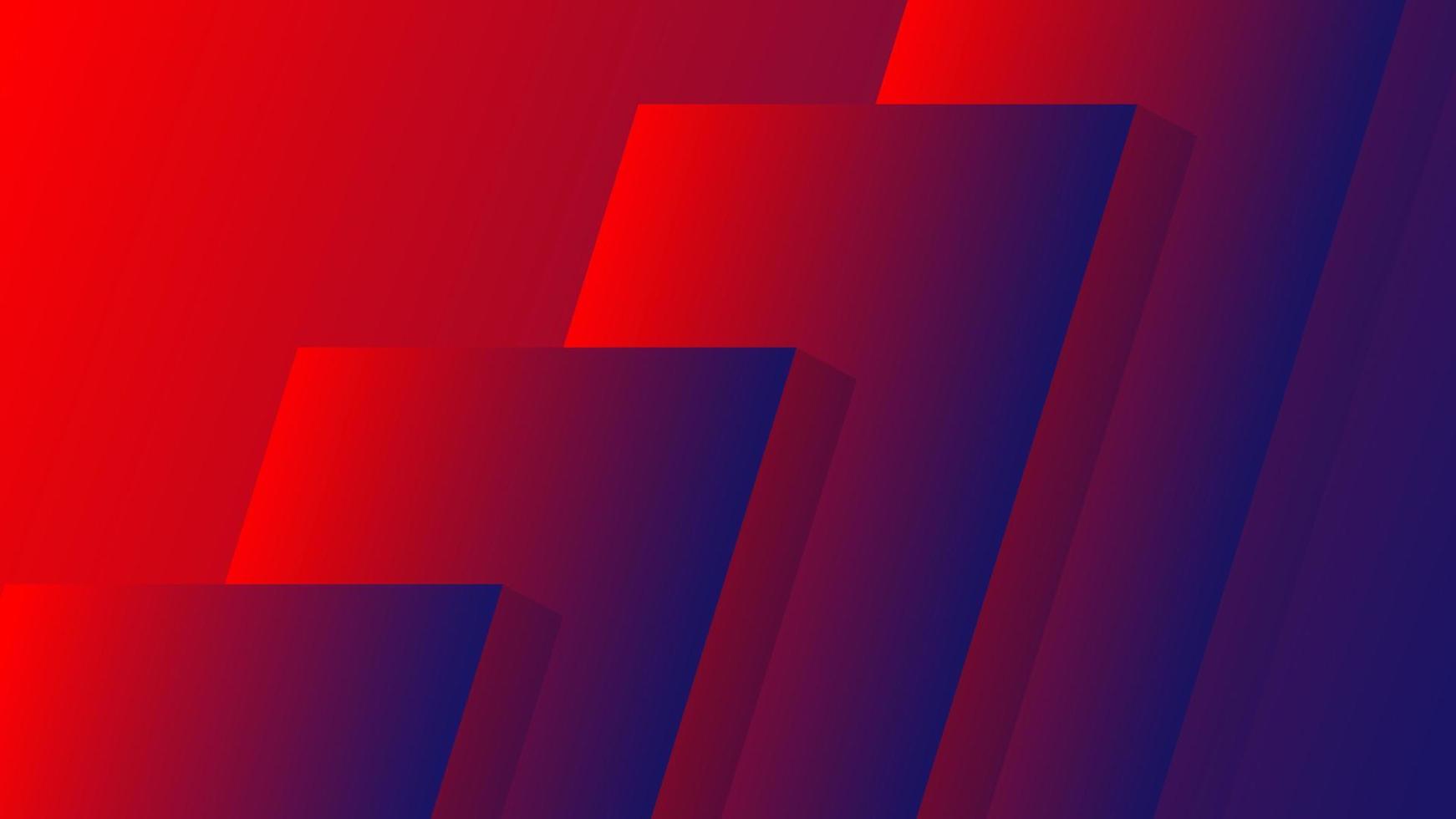 Abstract 3d square shape with blue and red gradient background vector