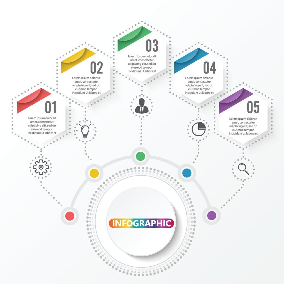 plantilla de infografía vectorial con etiqueta de papel 3d, círculos integrados. concepto de negocio con opciones. para contenido, diagrama, diagrama de flujo, pasos, partes, infografías de línea de tiempo, diseño de flujo de trabajo, gráfico vector