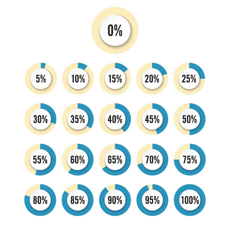 conjunto de diagramas de porcentaje de círculo para elementos de diseño de infografías vector