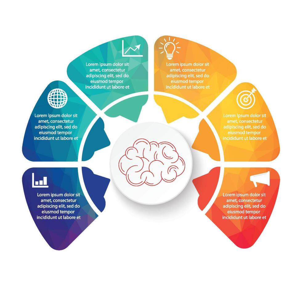 Vector illustration infographics 6 options. Template for brochure, business, web design