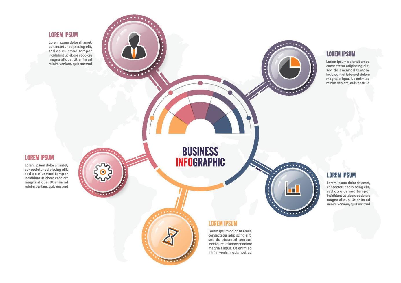 Abstract infographics five options template. Vector illustration. Can be used for workflow layout, diagram