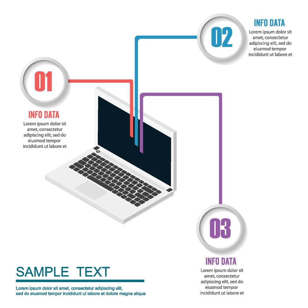 plantilla de infografía. concepto de negocio con 3 pasos. ilustración vectorial vector