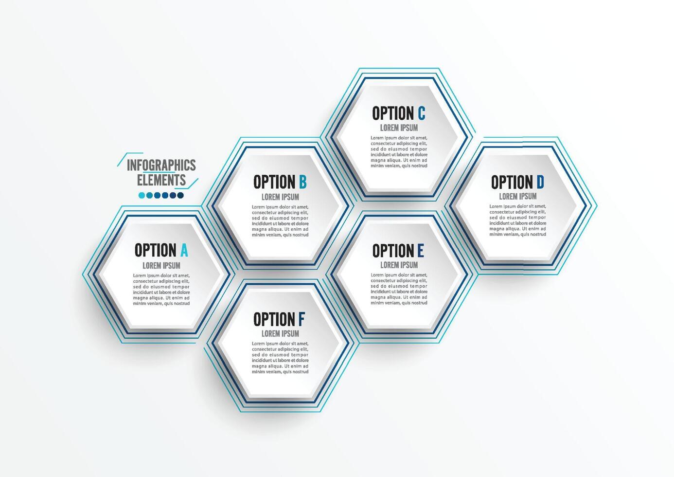 Vector illustration infographics 6 options. Template for brochure, business, web design