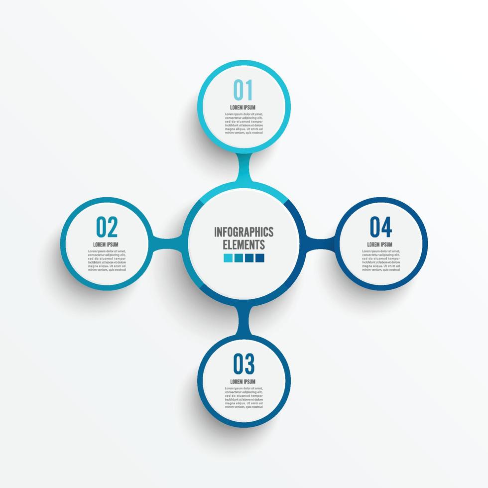 Vector infographic template with 3D paper label, integrated circles. Business concept with 4 options. For content, diagram, flowchart, steps, parts, timeline infographics, workflow, chart.