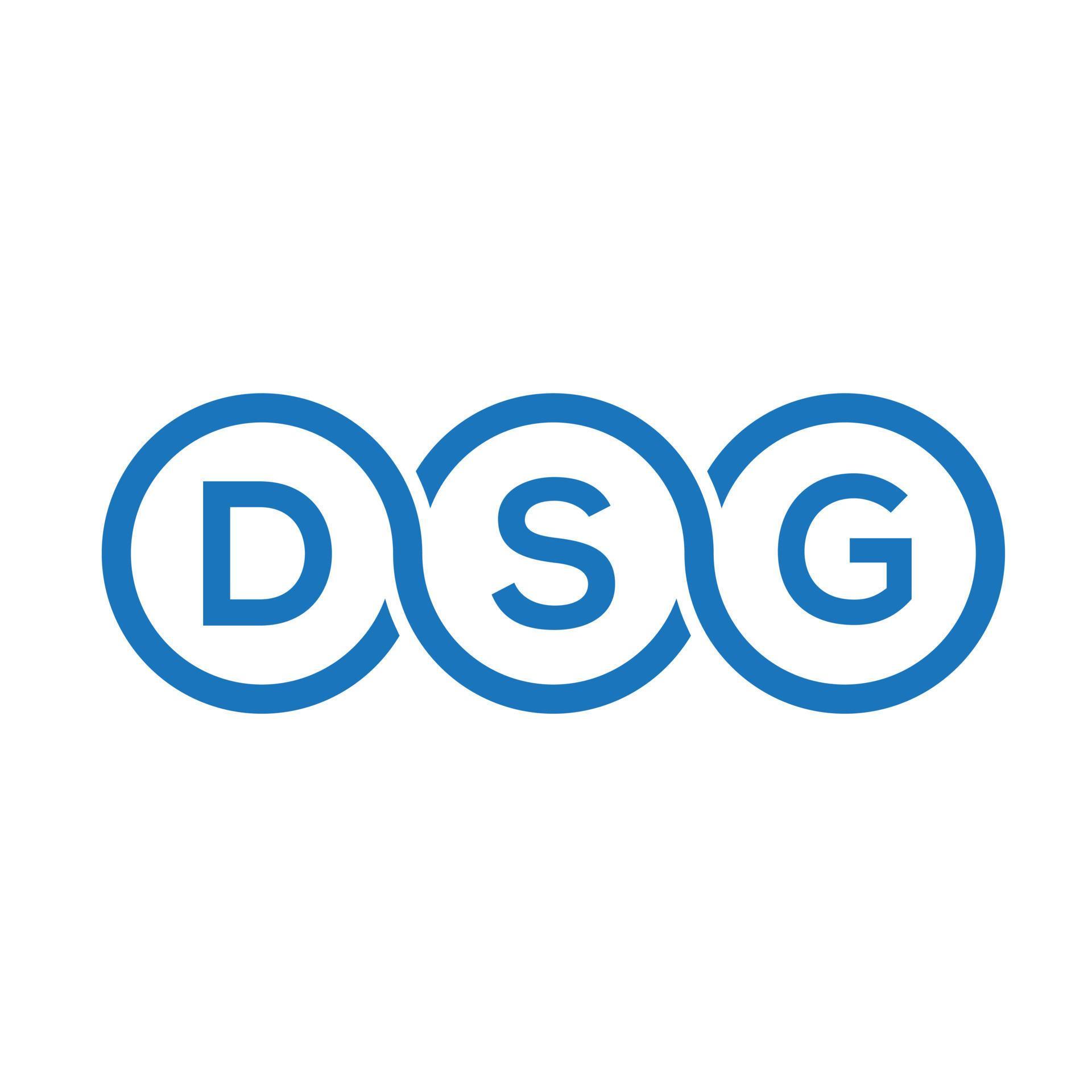 DSG letter logo design on black background.DSG creative initials letter