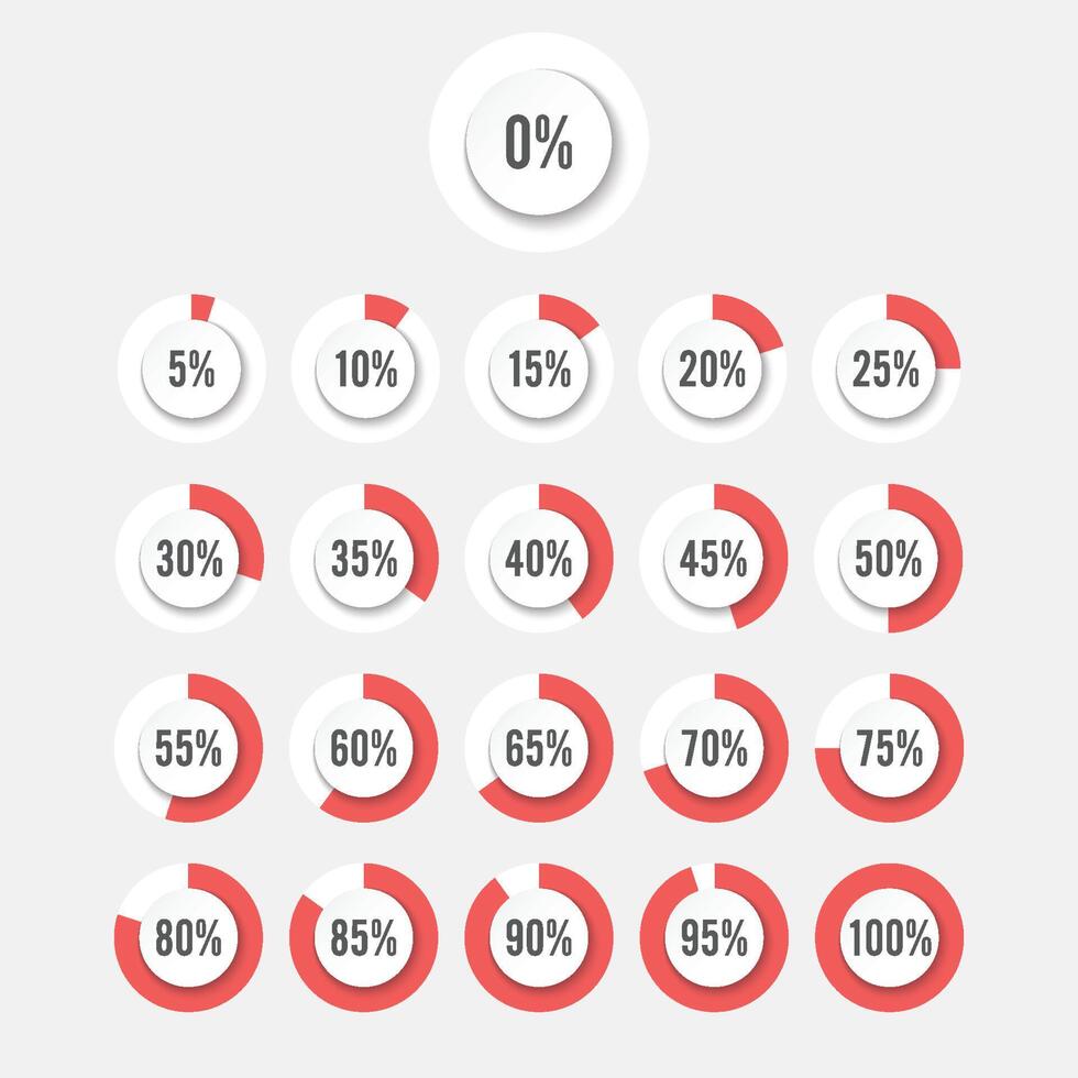 conjunto de diagramas de porcentaje de círculo para elementos de diseño de infografías vector