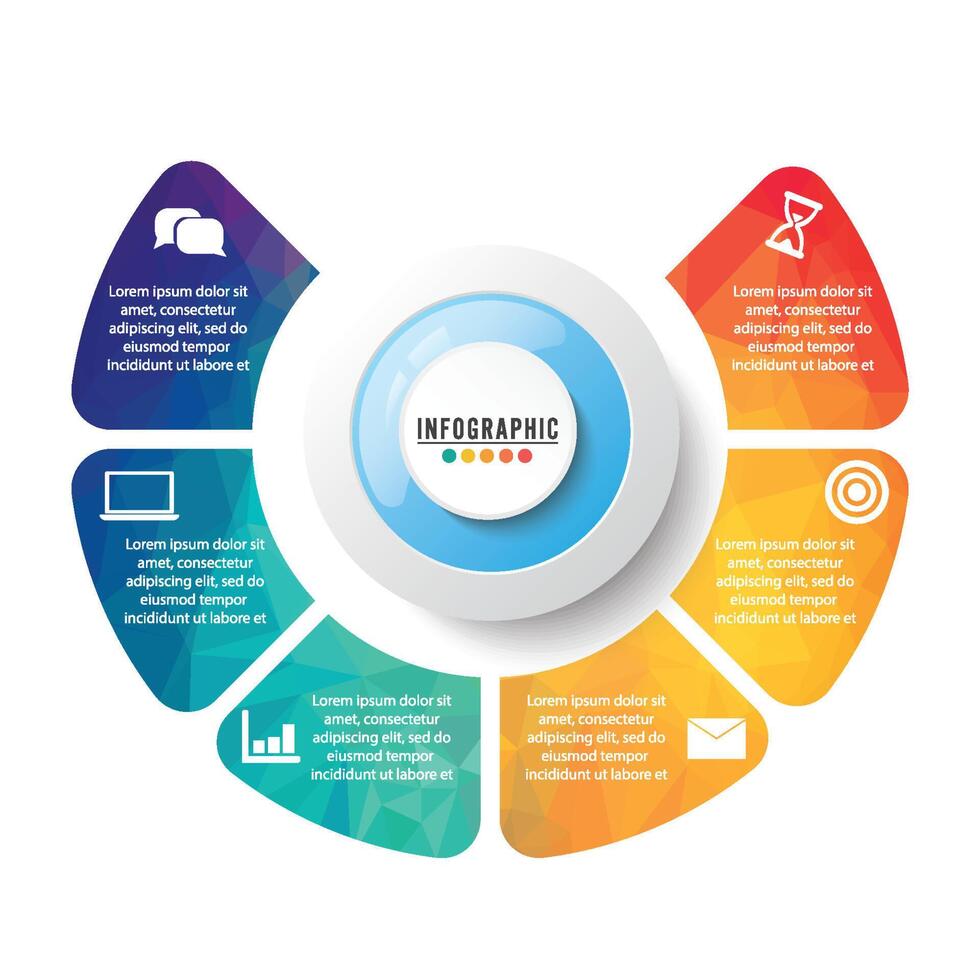 Vector illustration infographics 6 options. Template for brochure, business, web design
